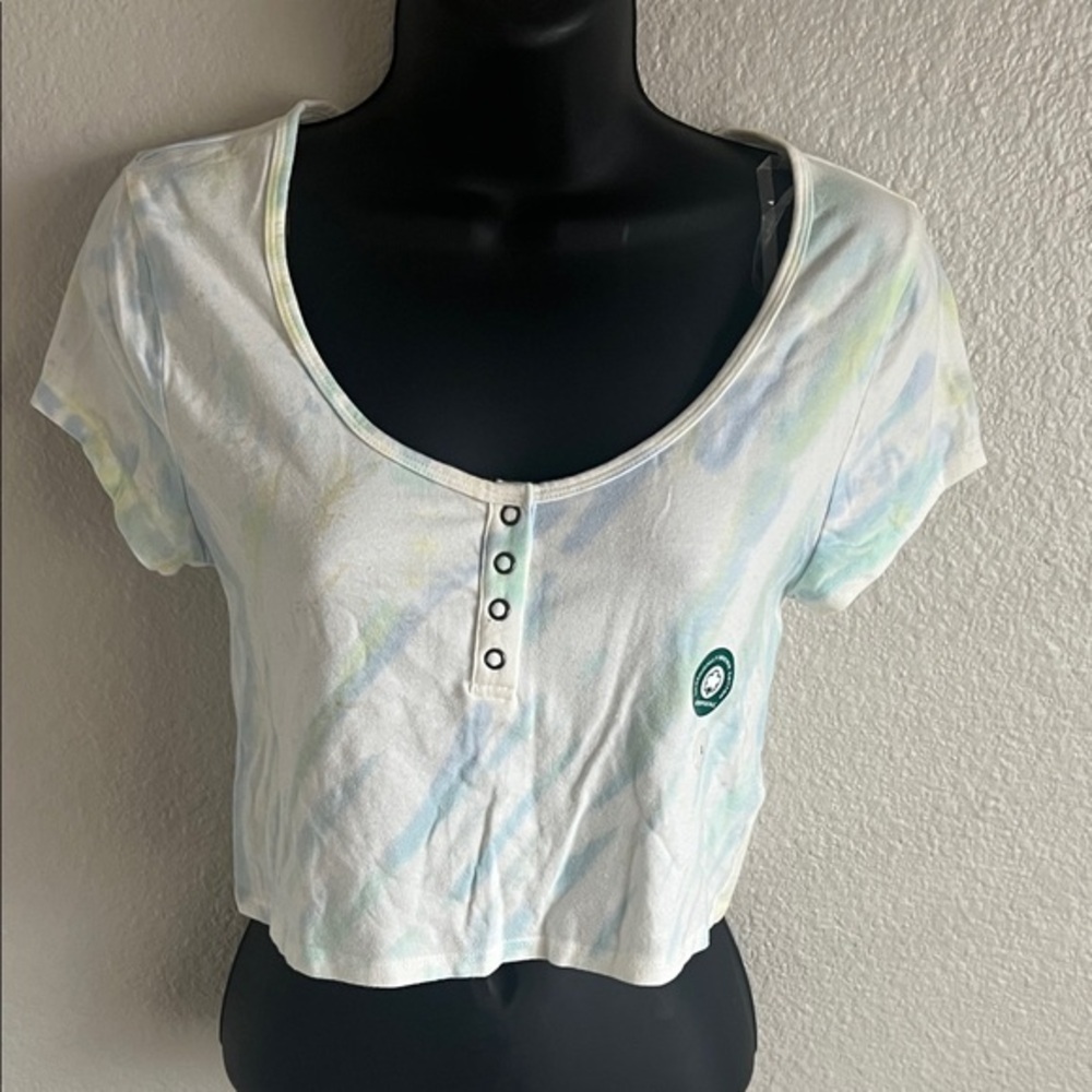 NWT Aeropostale White and Blue Tie-Dye Crop Top Large